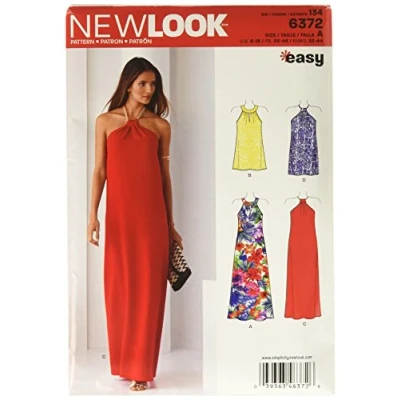 Abbildung von New Look Schnittmuster 6372: Damenkleider in Zwei Längen, Größe A, Papier, Mehrfarbig, Size A (6 8 10 12 14 16 18)