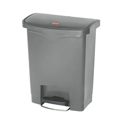 Abbildung von Rubbermaid Commercial Products 1883600 Slim Jim Step On Kunststoff Tretabfalleimer mit Pedal an der Breitseite, 30 L, Grau