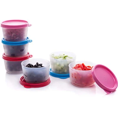 Abbildung von Signora Ware auslaufsichere Frischhaltedosen Luftdichte, mikrowellengeeignete kleine Aufbewahrungsbox mit Deckel Mini Camping Plastik Dosen Set für Soßen, Dips und Gewürze (120ml)