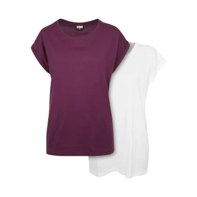 Abbildung von Urban Classics Extended Shoulder 2PACK Tshirt basic, Damen, Größe: XS, White cherry