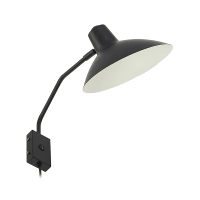 Abbildung von Lindby Wandleuchte Adrik, schwarz, Metall, mit Stecker