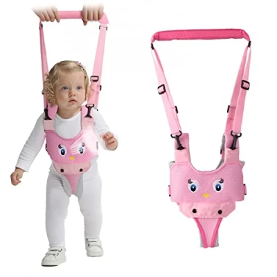 Abbildung von IULONEE Lauflernhilfe Gehhilfe für Baby Stehen und Gehen Lernen Helfer 4 in 1 Funktionale Verstellbar Walker Sicherheitsleinen Kinder 7 24 Monate (Mesh Rosa)