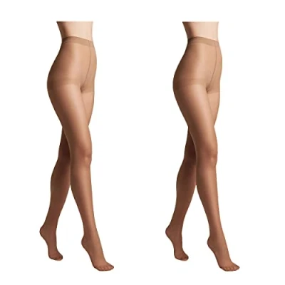 Abbildung von Conte elegant 2er Pack langlebige Damenstrumpfhose Halbmatt SOLO 20 DEN Damen Feinstrumpfhose Strumpfhose mit markiertem Höschenteil Einfarbig Farbe Natural Größe 3