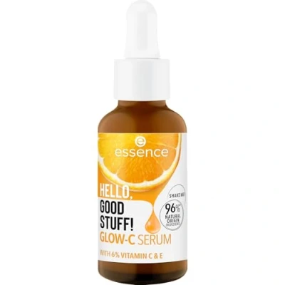 Abbildung von essence HELLO, GOOD STUFF! GLOW C SERUM, Gesichtsserum, Gelb, glättend, mit Vitaminen, pflegend, natürlich, vegan, ölfrei, ohne Parabene, Mikroplastikpartikel, 1er Pack (30ml)