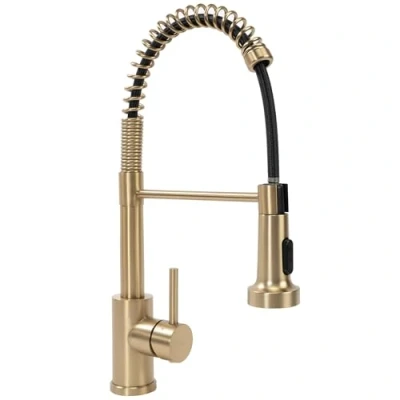Abbildung von wohnwerk.idee Küchenarmatur Wasserhahn Küche ausziehbar Gold Matt Gebürstet Schwarz Chrom