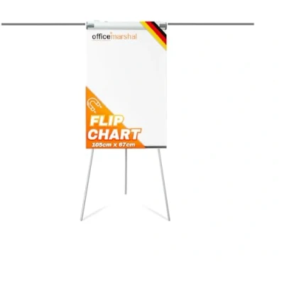 Abbildung von Office Marshal Flipchart Ständer Dreibein Flip Chart Board 68x105cm magnetisch, beschreibbar, höhenverstellbar bis 180cm Flipcharts Whiteboard Staffelei Coyote