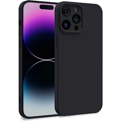 Abbildung von MyGadget Hülle kompatibel mit iPhone 14 Pro Max Zweilagige Handyhülle Kameraschutz Cover Innenfutter &amp; Silikon außen Schwarz