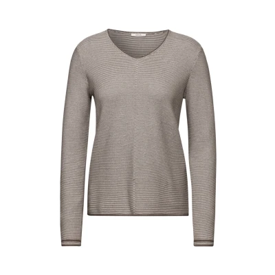 Abbildung von Cecil MIT Strukturstreifen Strickpullover, Damen, Größe: XL, Braun