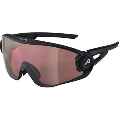 Abbildung von ALPINA 5W1NG Q Verspiegelte, Kontrastverstärkende &amp; Beschlagfreie Sport Fahrradbrille Mit 100% UV Schutz Für Erwachsene, black matt, One Size