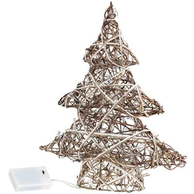 Abbildung von Lunartec Leucht Weihnachtsbaum: Handgefertigter Deko Weihnachtsbaum mit 20 warmweißen LEDs, 40 cm (Dekoweihnachtsbaum, beleuchtet, Weihnachtsbaumbeleuchtung kabellos)