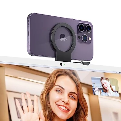 Abbildung von PROfezzion Metall Durchgangskamerahalterung für Mac Desktop &amp; Display, Webcam Halterung iMac 2017&amp;später,iMac Pro 2017,Studio/Pro Display XDR,für iPhone 16 Plus/Pro Max 15 14 13 12 &amp;Alle