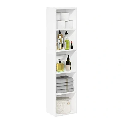 Abbildung von Furinno Pasir 5 stufiges Bücherregal mit offenem Regal, Weiß