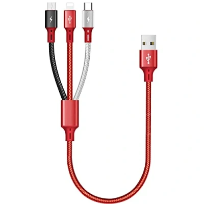 Abbildung von ASICEN USB Ladekabel 3 in 1, 35CM Multi Kabel, Mehrfach Universal 1 Schnellladekabel mit IP/Micro USB/Typ C für iPhone/Tablets/Samsung Galaxy/LG/Pixel/Sony
