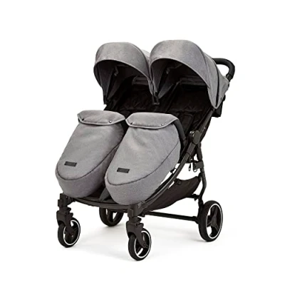 Abbildung von Ickle Bubba Venus Max Doppel Kinderwagen (Space Grey mit schwarzen Griffen)
