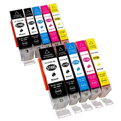 Abbildung von ESMONLINE 10 komp. XL Tintenpatronen als Ersatz zu Canon PGI 570 / CLI 571 für Pixma MG 5700 5750 5751 5752 5753 6800 6850 6851 6852 6853 7700 7750 7751 7752 7753 TS 5050 5051 5053 5055 6050