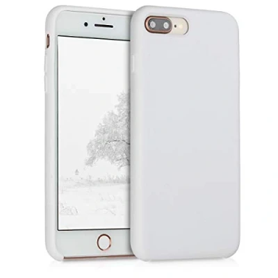 Abbildung von kwmobile Hülle kompatibel mit Apple iPhone 7 Plus/iPhone 8 Plus Silikon Handy Case Handyhülle weiche Oberfläche kabelloses Laden Weiß
