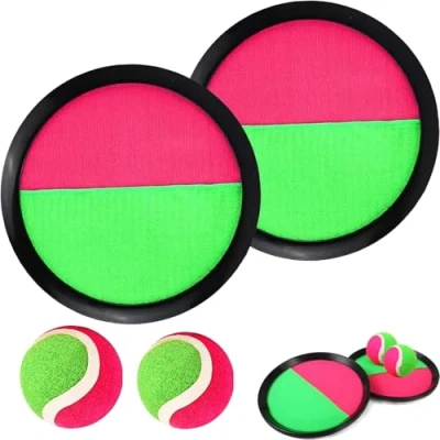Abbildung von STFYUG Klettballspiel Klettball Set mit 2 Fangscheiben Klettball, für Kinder, Ballspiele Klettspiel Kinder ab 3 4 5 6 Jahre, Outdoor Spielzeug Wurf Spiel und Fangspiel (2)
