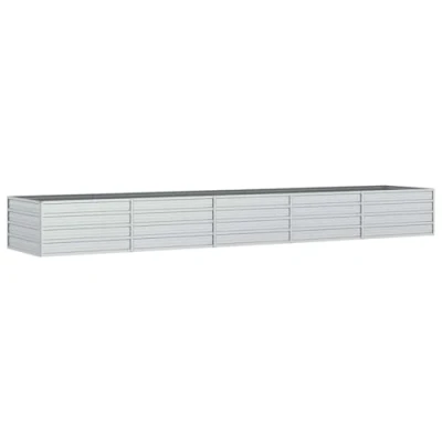Abbildung von vidaXL Garten Hochbeet Pflanzkasten Pflanzbeet Gemüsebeet Blumenbeet Blumenkasten Frühbeet Gartenbeet Blumenkübel Pflanzkübel 400x80x45cm Verzinkter Stahl Silbern
