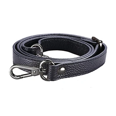 Abbildung von CAREOR Ersatz Verstellbarer Leder Schultergurt mit Metall Swivel Haken für Umhängetasche Aktentasche Messenger Bag Geldbörse macht 2 cm Breite Black Buckle