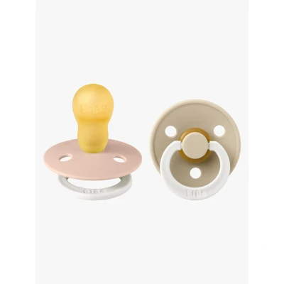 Abbildung von BIBS Colour Schnuller 2er Pack Latex Größe 3 Rund, Blush GLOW/Vanilla GLOW