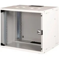 Abbildung von DIGITUS Netzwerkschrank 19 Zoll Rack 9 HE Unmontiert Wandmontage 400 mm Tiefe 327 Nutztiefe Traglast 60 kg Glastür SOHO Pro Serie Grau