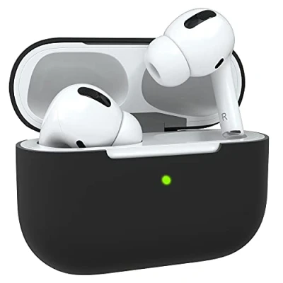 Abbildung von EAZY Case Schutzhülle für AirPods Pro Hülle Schwarz Silikon Stoßfest mit Deckel Schutz Antikratz Etui Cover rutschfeste Silikonhülle Airpod 1. Generation Silikoncase in