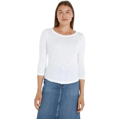 Abbildung von Tommy Hilfiger Damen Langarmshirt 1985 Slim Slub Basic, Weiß (Th Optic White), XL