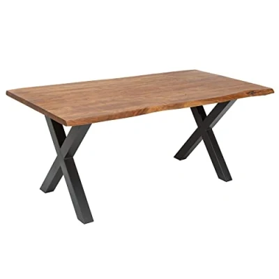 Abbildung von riess ambiente Baumkantentisch MAMMUT NATURE 180cm honigfarben, Massivholz · Baumkante X Gestell 3,5cm Tischplatte Akazie