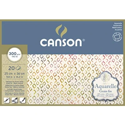 Abbildung von Canson Aquarelle Block rundumgeleimt, 25 x 36 cm, 20 Blatt, 300 g/m², Feinkorn