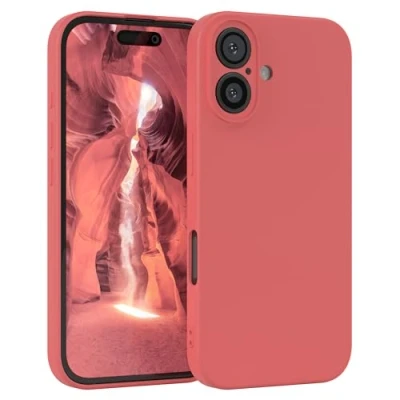 Abbildung von EAZY Case Silikonhülle für iPhone 16 Hülle Silikon weich stoßfeste Handyhülle Schutzhülle mit Kameraschutz Dünn Premium Schutz Cover TPU Phone Bumper in Hell Rot