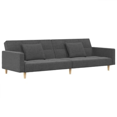 Abbildung von vidaXL Sofa Schlafsofa 2 Sitzer mit Kissen Hellgrau Stoff
