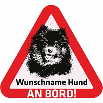 Abbildung von Indigos UG Namensaufkleber Hund Pomeranian Aufkleber mit Namen &amp; Wunschtext individuell personalisiert Auto Motorrad LKW