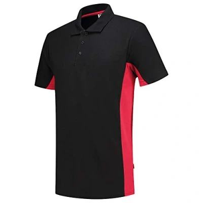 Abbildung von Tricorp 202004 Workwear Bicolor Poloshirt, 50% Gekämmte Baumwolle/50% Polyester, 180g/m², Schwarz Rot, Größe XXL