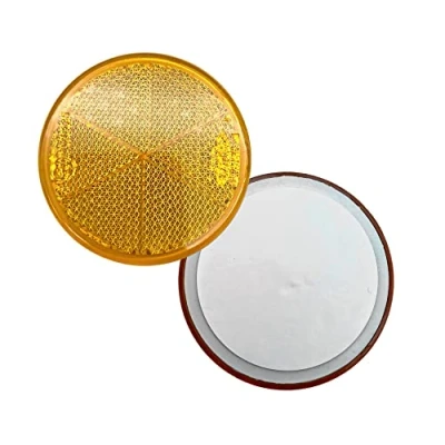 Abbildung von DOJA Barcelona Anhänger Reflektor Rund Selbstklebend Rückstrahler Pack 10 Gelb Beleuchtung, Reflektoren Aufkleber, Auto Reflektoren, Motorrad Reflektorband, Wohnwagen Katzenaugen