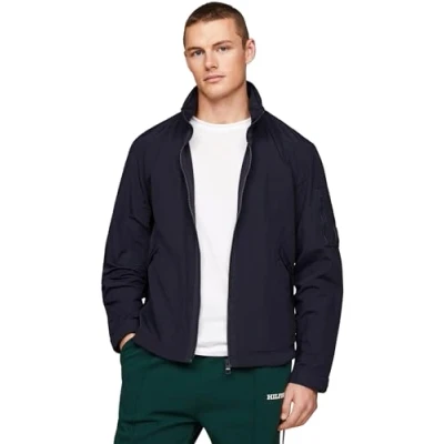 Abbildung von Tommy Hilfiger MIX Stand Collar Jacket Leichte Jacke, Herren, Größe: Small, Desert sky