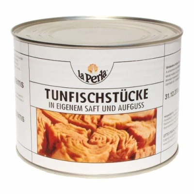 Abbildung von Thunfisch La Perla &#039;Thunfischstücke in eigenem Saft und Aufguss&#039;, 1705 g