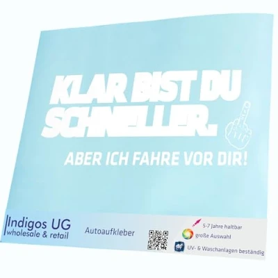 Abbildung von Aufkleber Autoaufkleber JDM Die cut Auto 200x79 mm Klar bist du schneller! Aber ich fahre vor Dir! weiß Heckscheibe Heckscheibenaufkleber Sticker Tuning Boot Laptop LKW