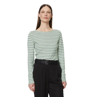Abbildung von Marc O&#039;Polo BOAT NECK Striped Langarmshirt Multi faded mint, Damen, Größe: XS, mint
