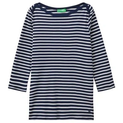 Abbildung von United Colors of Benetton Striped 3/4 Sleeve Langarmshirt, Damen, Größe: Medium, Blue