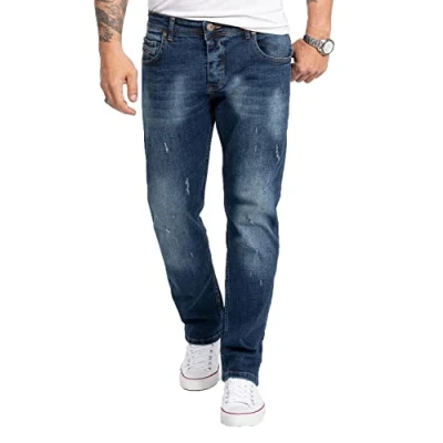 Abbildung von Rock Creek Herren Jeans Regular Fit Stretch Männerhose Herrenjeans Denim Hosen Herrenhose Straight Cut Stonewashed RC 2281 Blau W29 L30