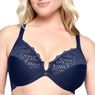 Abbildung von Glamorise Wonderwire Vorderverschluss T Rücken BH NR. 1446Blau,100G