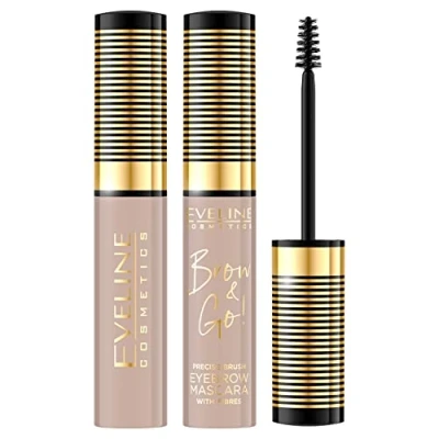 Abbildung von Eveline Cosmetics Brow &amp; Go! Augenbrauen Mascara mit verdichtenden Fasern, 6 ml, Nr. 05 Taupe
