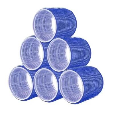 Abbildung von PONIK&#039;S PROFESSIONAL Haarrollen Lockenwickler, Lockenwickler Selbsthaftend Set, Haar Roller 6 Stücke, Locken 76 mm, Max Jumbo Größe Selbst Griff Blau