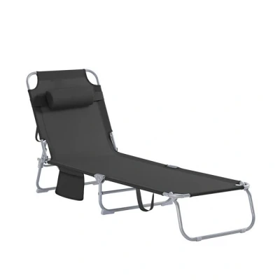 Abbildung von SoBuy® OGS35 SCH Gartenliege Sonnenliege Relaxliege mit Seitentasche Liegestuhl klappbar Strandliege in schwarz
