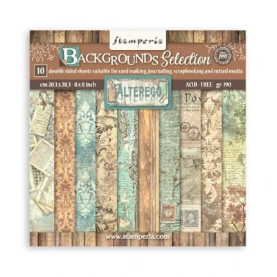 Abbildung von Stamperia Scrapbook Paper Pad for Scrapbooking, Albums, Card Making, Bullet Journals, and More, Acid Free, Double Sided, Perfect Crafts Gifting (Alterego Background) (20.3 x 20.3cm)