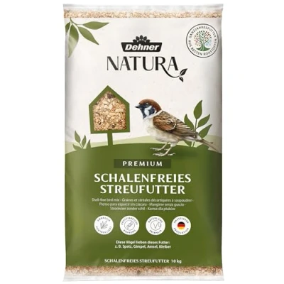 Abbildung von Dehner Natura Premium Wildvogelfutter, Streufutter schalenfrei, Ganzjahresfutter proteinreich / energiereich, hochwertiges Vogelfutter für Wildvögel, 10 kg