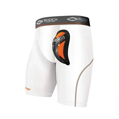 Abbildung von Shock Doctor Jungen Compression With Ultra Carbon Flex Cup Shorts, weiß, XL