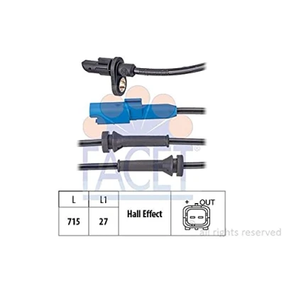Abbildung von FACET 21.0171 ABS Sensor Made in Italy OE Equivalent 715mm CITROËN: C4 II Cactus, C3 II, DS3 Schrägheck