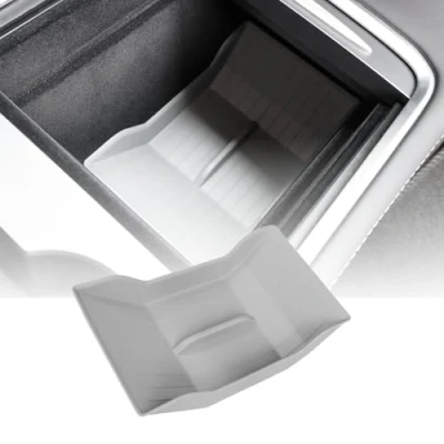 Abbildung von JSUDQR Armlehne Versteckte Aufbewahrungsbox für Tesla Model Y 2019 2024 TPE Schublade Tray Zubehör