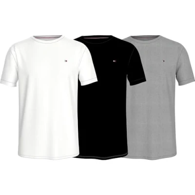 Abbildung von Tommy Hilfiger Herren 3p Ss Tee Um0um03379 S/S T Shirt, White (White/Black/Grey Heather), XL